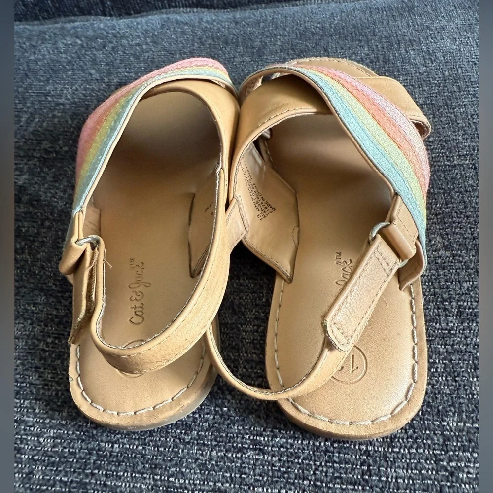 Cat & Jack Tan and Orange Sandals Lightweight Design summer style /size 13